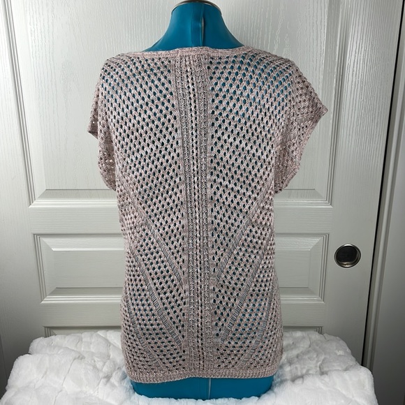 Dressbarn batwing open knit shortsleeve size large pink - Picture 3 of 7